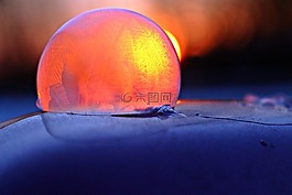 肥皂泡沫,日落,冷冻气泡