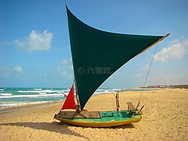 堡垒,小艇,海滩