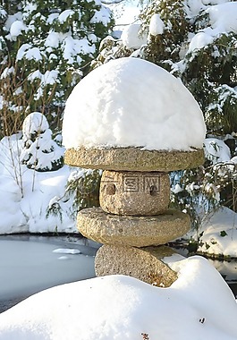 花园,石灯笼,冬天