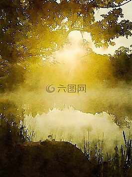 日出,伊甸园,湖