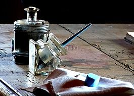 春天,钢笔,墨砚