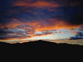 夜夜云,日落,晚上