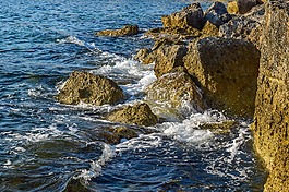 岩,岩质海岸,波