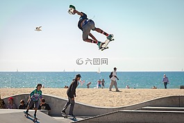 滑板,玩滑板的人,青年