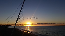 撒丁岛,日落,水域