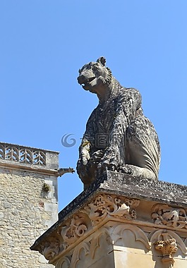 石头雕像,怪物,城堡 des milandes