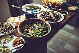 午餐,表,沙拉