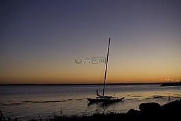 双体船,放松,海边