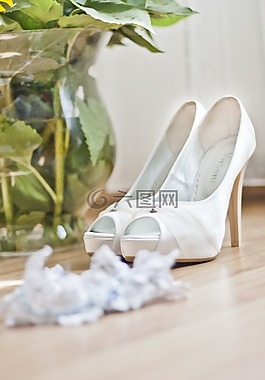 白,婚礼,鞋