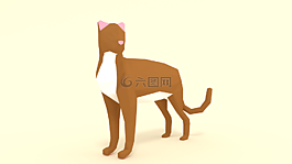 小聚,橙色猫,3d