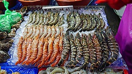 白斑,大虾,海鲜市场