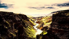 冰岛,山,沟