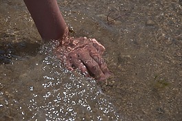 小食,手,海