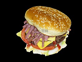 汉堡,熏牛肉,芝士汉堡