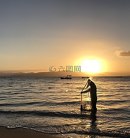mar,渔夫,小船