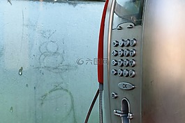 电话,亭,红色