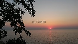 日落,海,克罗地亚
