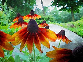 矢,鲜花,水彩