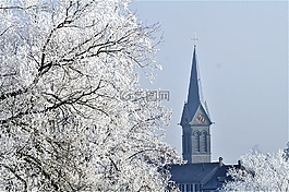 冬天,尖顶,雪