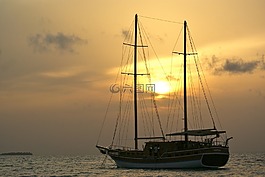 mar,由日落,小船