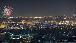 曼谷,焰火,城市