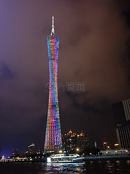 广州塔,夜景,珠江
