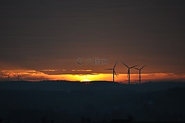 景观,风力发电机组,太阳