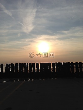 太阳,海,日落