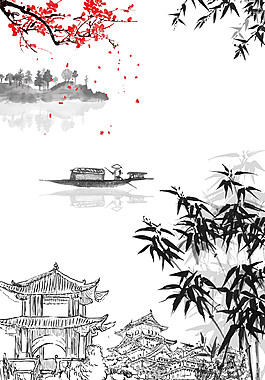 中国风山水风景画背景