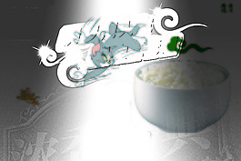 创意  大米海报 猫追老鼠