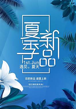 蓝色经典夏季促销海报