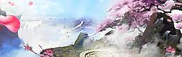 创意桃花banner背景
