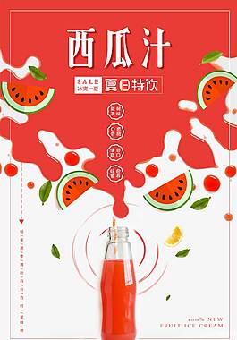 西瓜汁促销海报