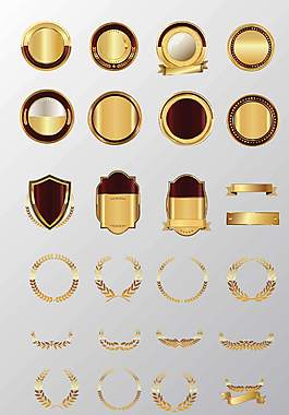 金属飘带徽章矢量素材