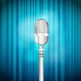 精美舞台银色麦克风矢量图图片