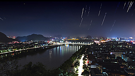 桂林伏波山夜景延时摄影