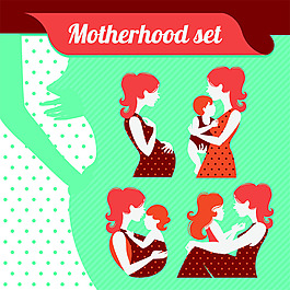 母亲节孕妇人物插画矢量