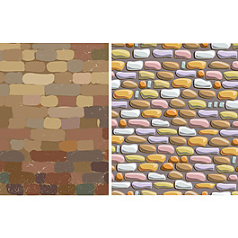 彩色鹅卵石砖头墙面棕色矢量花纹花型素材