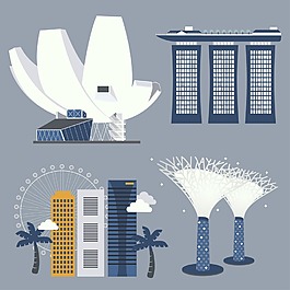 扁平化建筑矢量素材