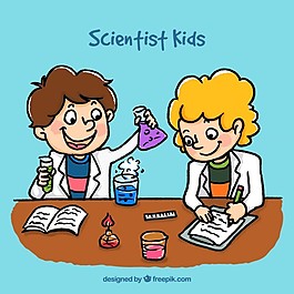 卡通科学家的孩子