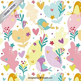 鸟类的植物图案