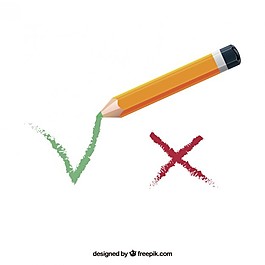 检查标记和铅笔