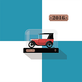 平面插画BMW老爷车-AI矢量扁平化