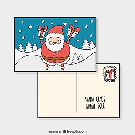 圣诞明信片模板与圣克劳斯