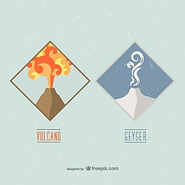 火山和间歇泉的徽章