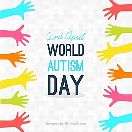 彩色手自闭症日背景