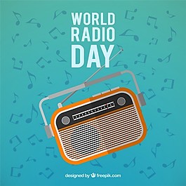 世界无线电日背景的复古风格