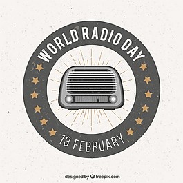 世界无线电日背景的复古风格