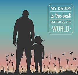 父亲与孩子剪影矢量素材