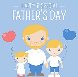 卡通父亲与孩子矢量素材